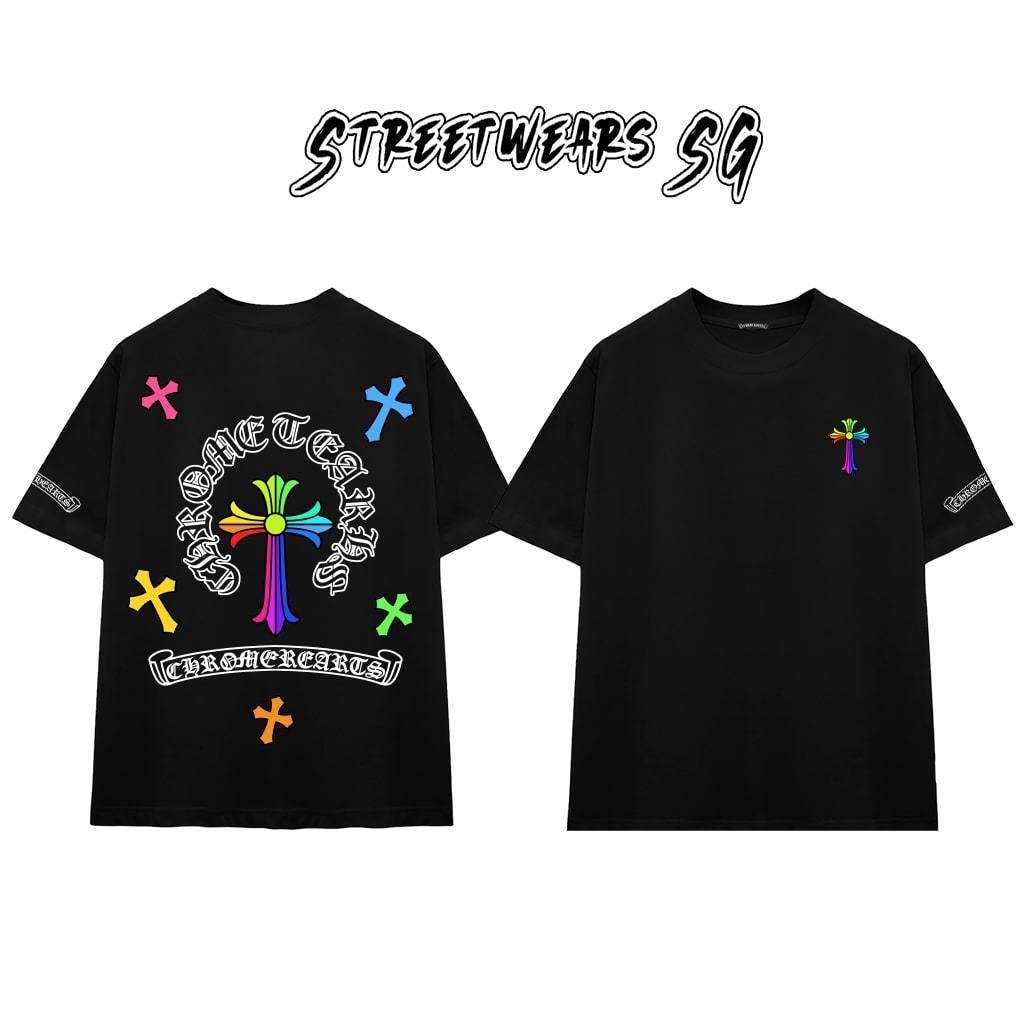 Áo thun Cotton cao cấp ChromeHearts in tiếng Phạn 100% Unisex 0123