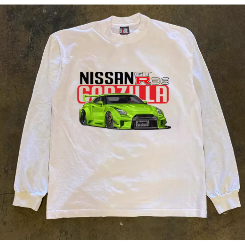 SKY LINE racing-style top, JDM style, GTR sports car club custom long-sleeved T-shirt