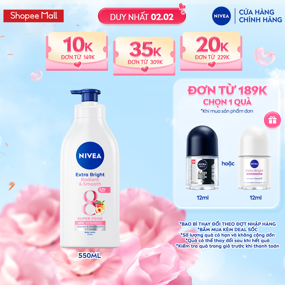 Sữa Dưỡng Thể NIVEA 8 Super Foods Dưỡng Sáng Da | Mịn Da (550 ml) - 98924