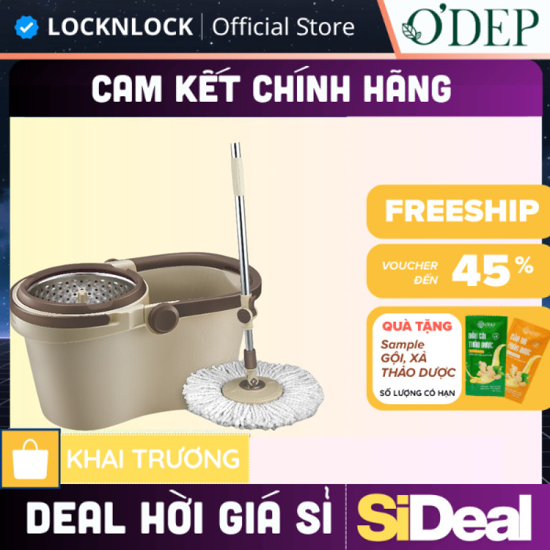 Bộ cây lau nhà LocknLock xoay tay Compact Spin Mop Chính hãng  ETM466 - SIDEAL SIA
