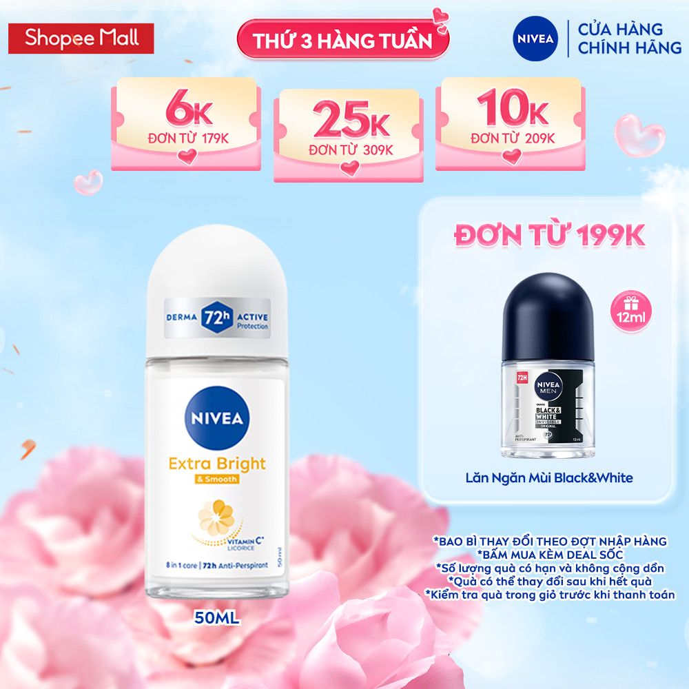 Lăn Khử Mùi Nữ NIVEA Dưỡng Sáng | Mờ Thâm | Se Khít Lỗ Chân Lông (50 ml) - 81644