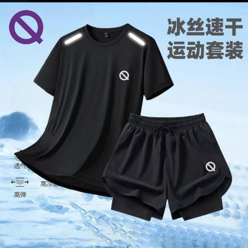 Exercise Running Outfit Summer Breathable Quick-Drying Men's and Women's Marathon Fitness Short-Slee