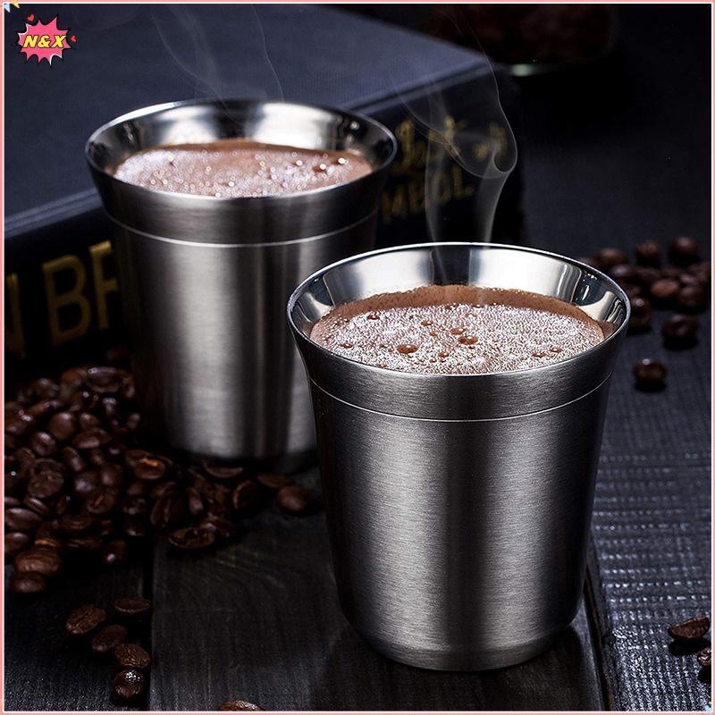 N & X 80ml Cốc Espresso bằng thép không gỉ hai tường cách nhiệt Nespresso Pixie Cốc cà phê Hình dạng