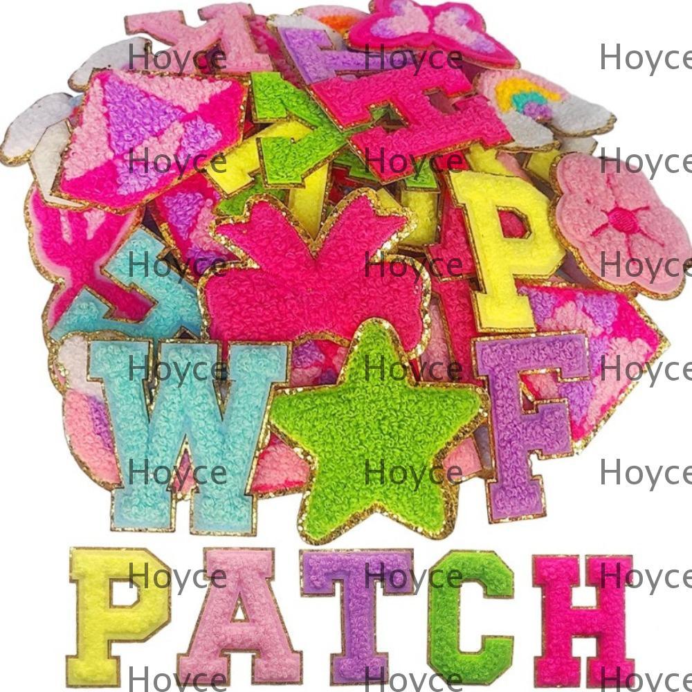 HOYCE 26 Miếng Dán Vải Dính, Bảng Chữ Cái Miếng Dán Chữ Cái Tiếng Anh Dán Quần Áo, Khăn Màu Thêu DIY