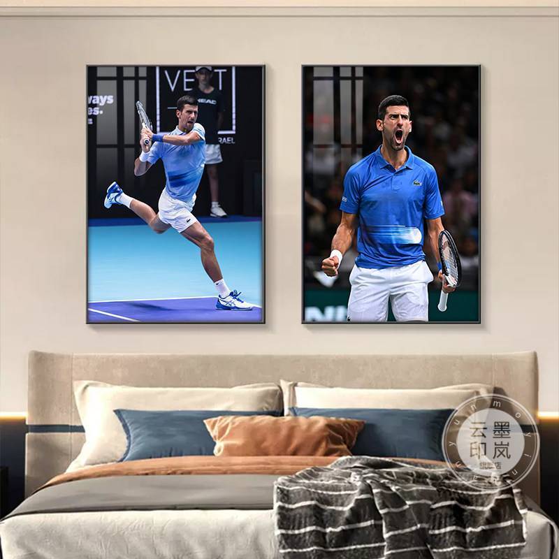 Nhà vô địch mở rộng Úc Novak Djokovic Tranh vải, Poster ngôi sao Tennis, Nghệ thuật treo tường cho t