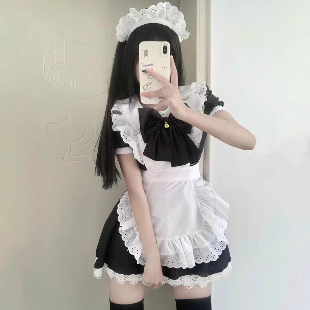 Gothic Bunny Girl csplay Váy hầu gái màu đen trắng _ Cab Store