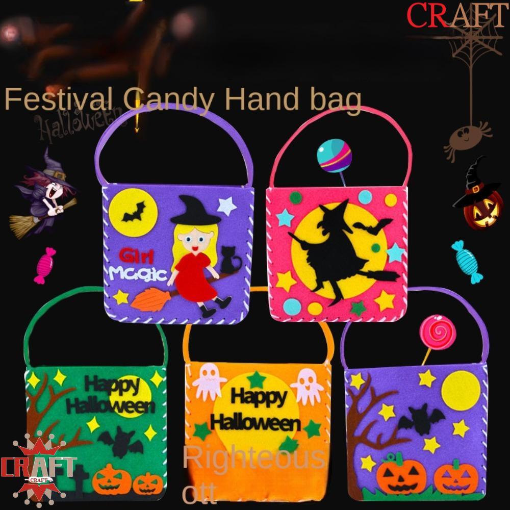 CRAFT DIY Halloween Túi Kẹo, Vải Không Dệt Trick Hoặc Điều Trị DIY Trick or Treat, Halloween Trang T