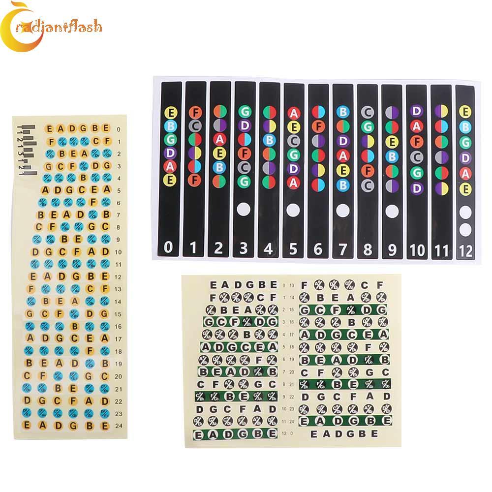 RADIANTFLASH Guitar Note Sticker Học Di Động Frets Note Decal Âm Nhạc Cân Đàn Guitar Điện Người Mới 