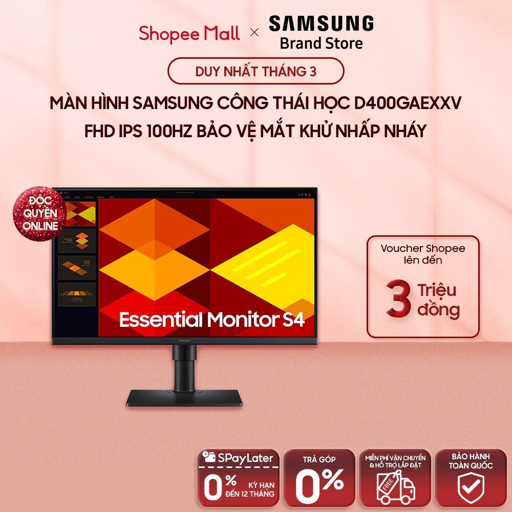 [MIỄN PHÍ VẬN CHUYỂN] Màn hình Samsung công thái học D400GAEXXV FHD IPS 100Hz Bảo vệ mắt Khử nhấp nh