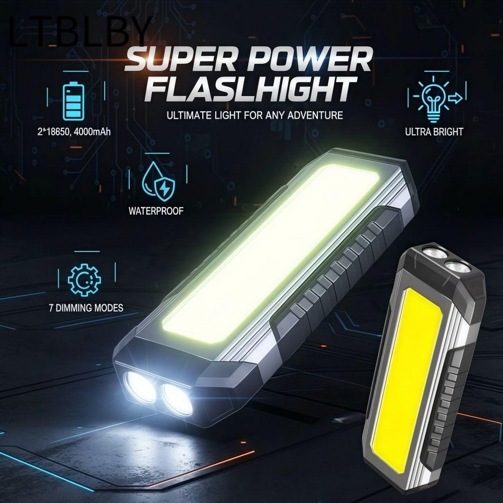 Đèn pin cắm trại LTBLBY COB từ tính LED, 2 × 18650, 4000mAh, chống nước và đa chế độ