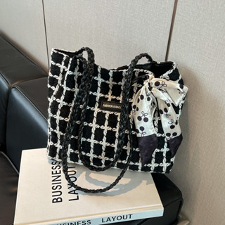 Phiên Bản Hàn Quốc Túi Tote Dung Tích Lớn Nữ Phong Cách Mới Houndstooth Túi Đeo Vai Phù Hợp Với Công Việc Đi Lại Túi Mua Sắm Đơn Giản