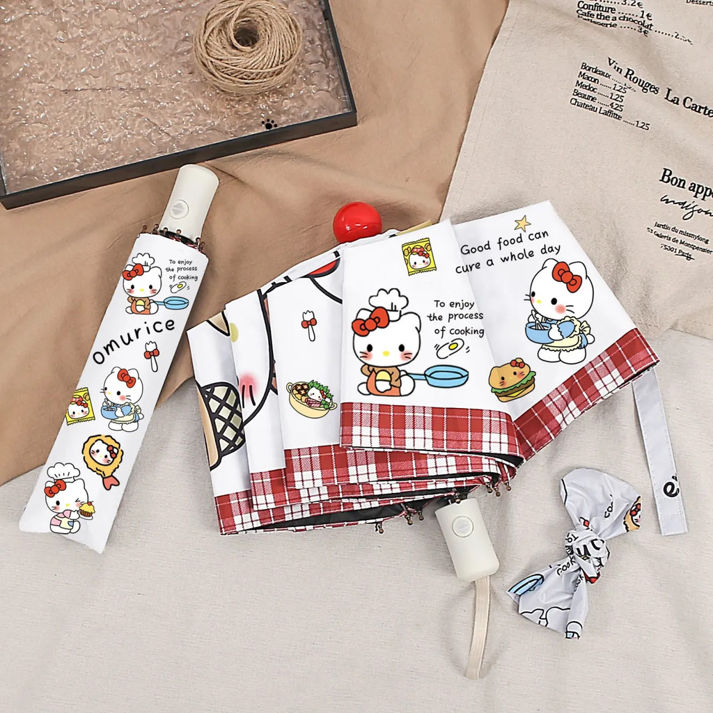 Mũi Đỏ Tự Động Hello Kitty Ô Hello Kitty Hello Kitty Ô Chống Nắng Tấm Che Nắng Gấp Ô Sinh Viên Nữ Mư
