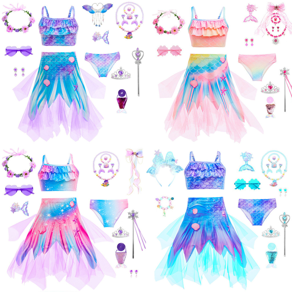 Phong Cách Mới Trẻ Em Nàng Tiên Cá Lưới Gạc Đồ Bơi Phù Hợp Với Bé Gái Thời Trang Ariel Nàng Tiên Cá 