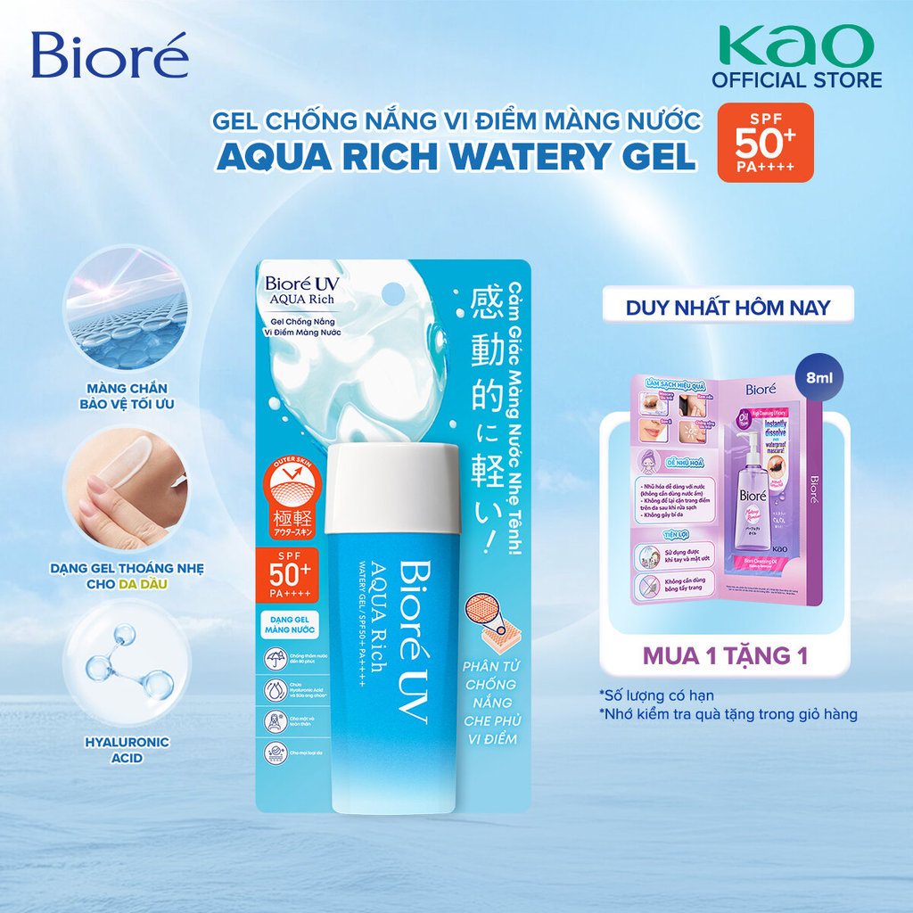 Gel Chống Nắng Màng Nước Dưỡng Ẩm Biore UV Aqua Rich Watery Gel SPF50+/PA++++ 90ml