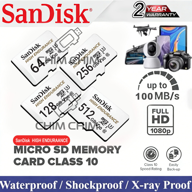 Thẻ nhớ MicroSDXC Sandisk High Endurance 32GB / 64GB / 128GB / 256GB 100MB/s Bảo hành 2 năm