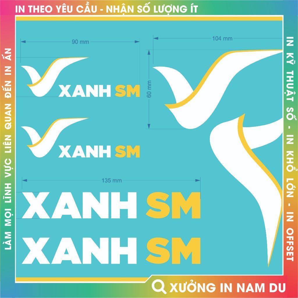 Tem Logo Xanh SM dán Ôtô, Xe máy, Mũ Bảo Hiểm