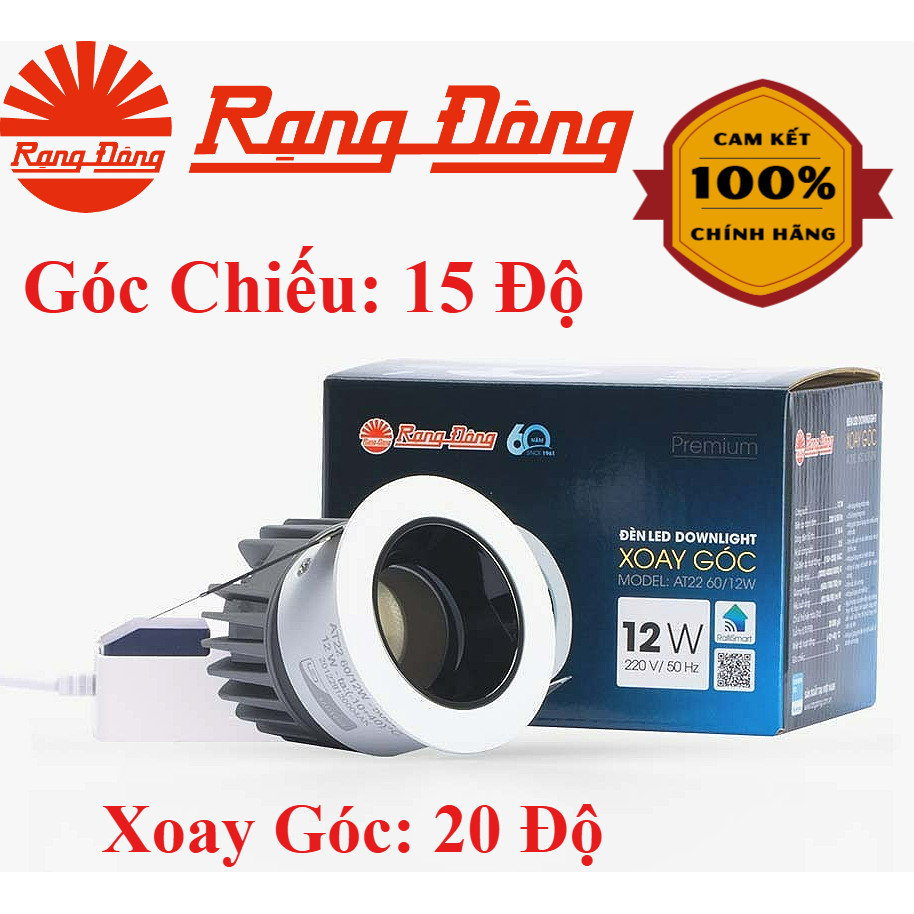 (Rạng Đông) Đèn LED Âm Trần Spotlight Xoay Góc 20 Độ - Chỉnh Hướng - Góc Chiếu 15 Độ - Chip LED Hàn 