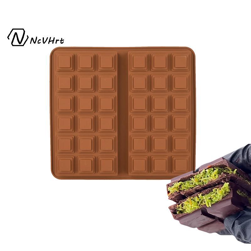 NcVHrt Silicone Dubai Chocolate Bar Khuôn Cho Kẹo Chocolate Quả Hồ trăn Nhồi Bông Thanh Socola DIY K