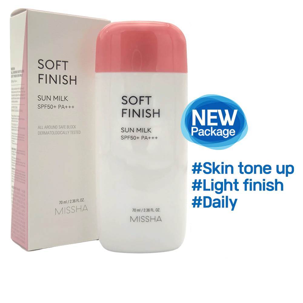 MISSHA Sun Milk SPF50+ PA+++, Soft Finish Lightweight Sunscreen, No White Cast, Daily UV Block