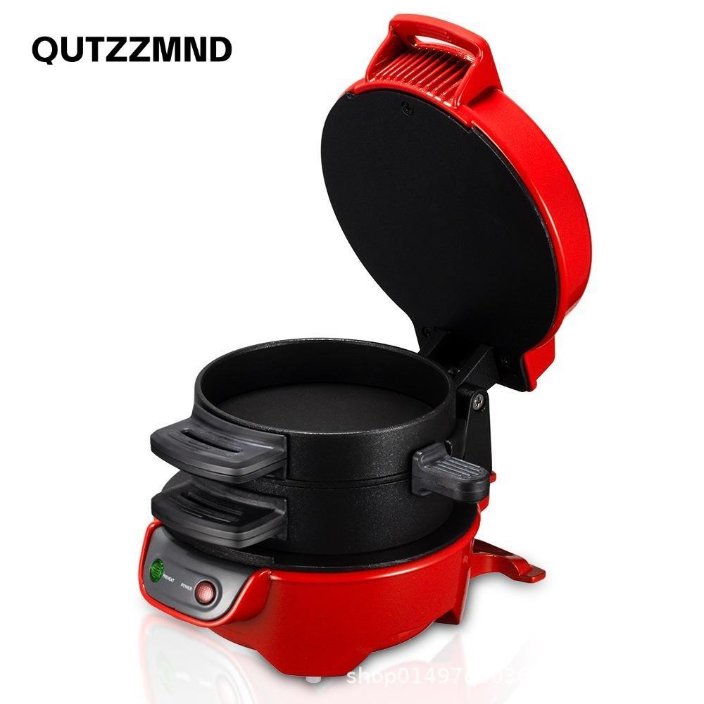 Máy làm đồ ăn sáng Mini QUTZZMND, Máy làm bánh mì kẹp thịt đa chức năng 220V 110V, Máy làm bánh quế điện di động phích cắm US Plug EU