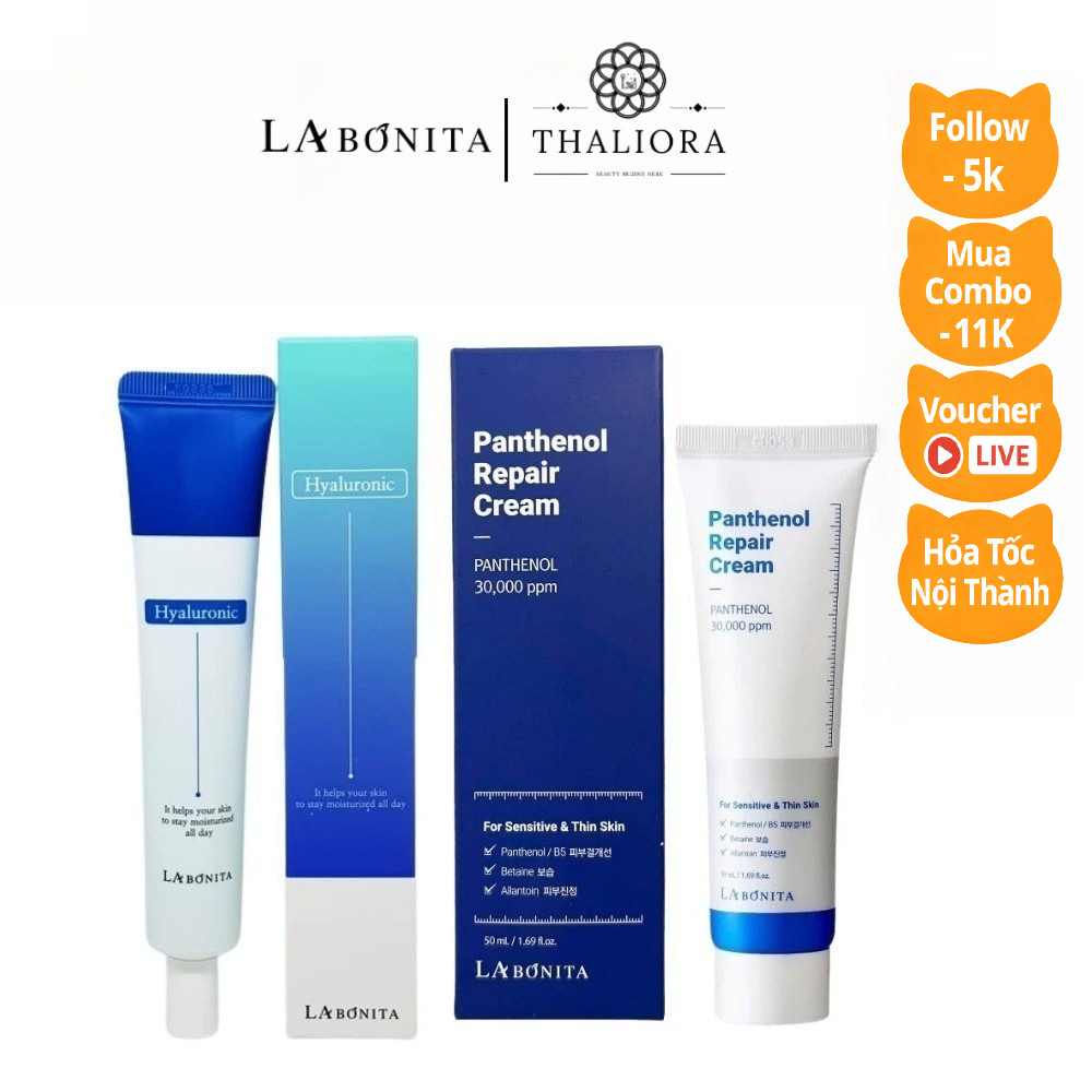 Kem dưỡng ẩm LABONITA B5 PANTHENOL, HYALURONIC ACID HA cream phục hồi cấp ẩm da