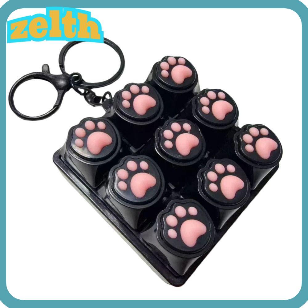ZELLH Bàn Phím Clicker Đồ Chơi, Nút Phím 9 Phím Fidget Móc Khóa, Thư Giãn Giảm Căng Thẳng DIY Bàn Ph