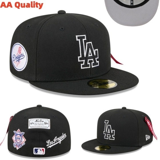 Mũ bóng chày New Era 59Fifty Los Angeles Dodgers màu đen, vành phẳng, unisex