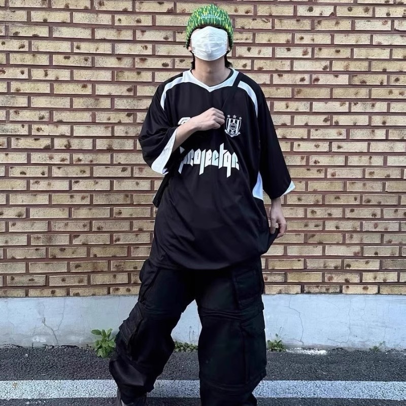 5PTY Grailz Patchwork football short-sleeve retro-style hockey jersey trendy sports jersey vibe Loos