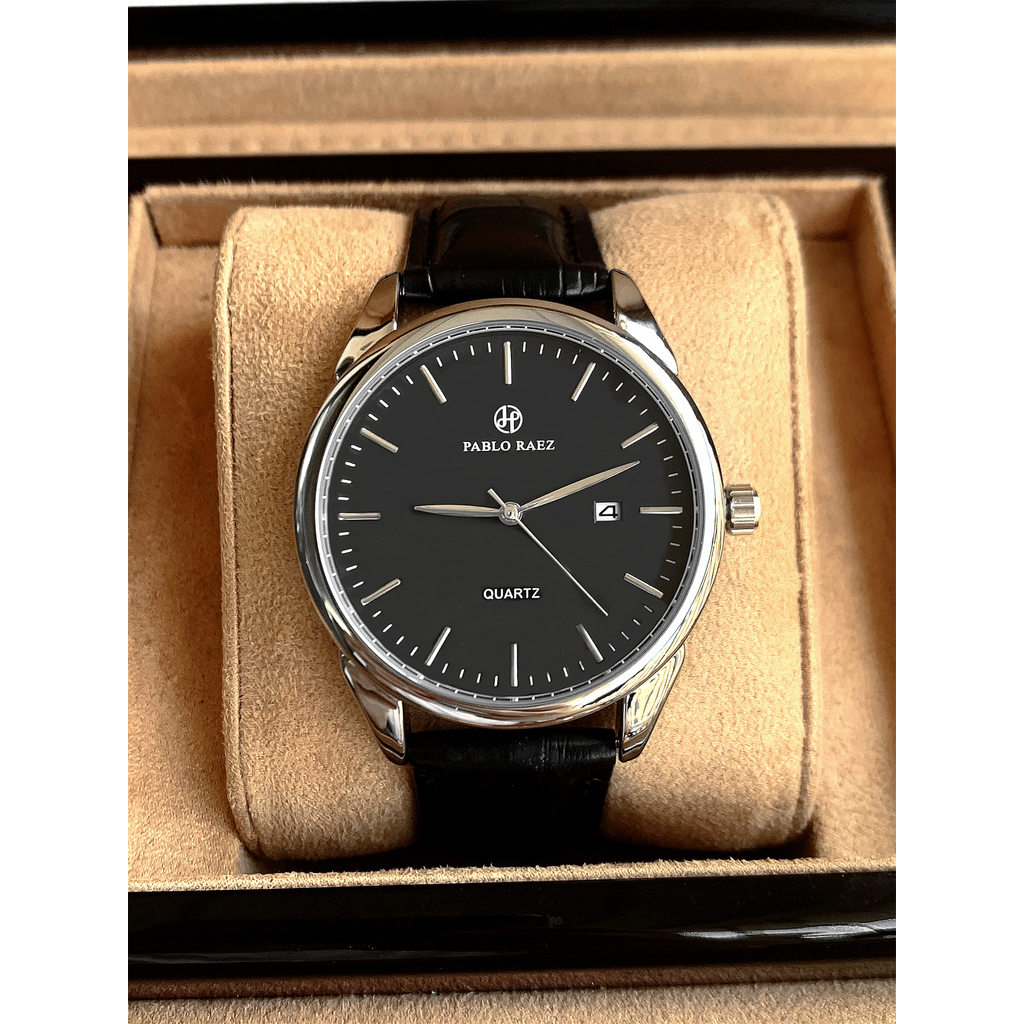 Đồng hồ nam PABLO RAEZ Đen Kinh doanh Đơn giản chống nước với lịch Đồng hồ thạch anh Thương mại điện