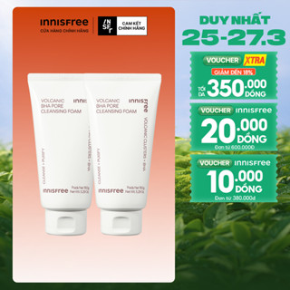 Bộ 2 Sữa rửa mặt se khít lỗ chân lông và giảm dầu nhờn Innisfree Volcanic Pore BHA Cleansing Foam 150g
