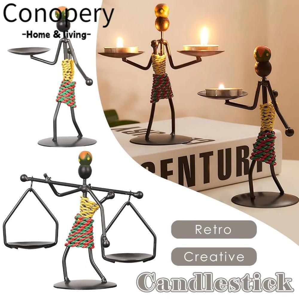 CONOPERY 1 Chân Nến, Tay Sắt Knick-knack Đạo Cụ Chân Nến, Kim Loại Lãng Mạn Đèn Nến Trang Trí Nhà