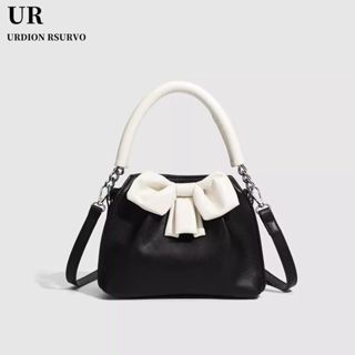 URDION RSURVO Pháp Nơ Túi Xách Nữ 2025 Phong Cách Mới Túi Vuông Nhỏ Xếp Ly Đen Túi / Hạt 3.23