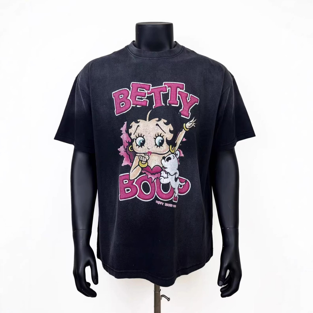 RHOI Betty BETTY American cartoon print men's streetwear vintage washed distressed style vintageT Sh