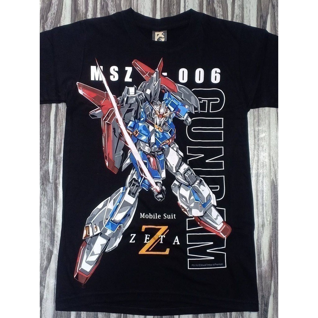 Thời Trang 2026 Pg55 Gundam Mobile Suit Zeta Msz-006 Anime Nhật Bản Mech Bộ Sưu Tập Áo Thun Gỗ Đen C