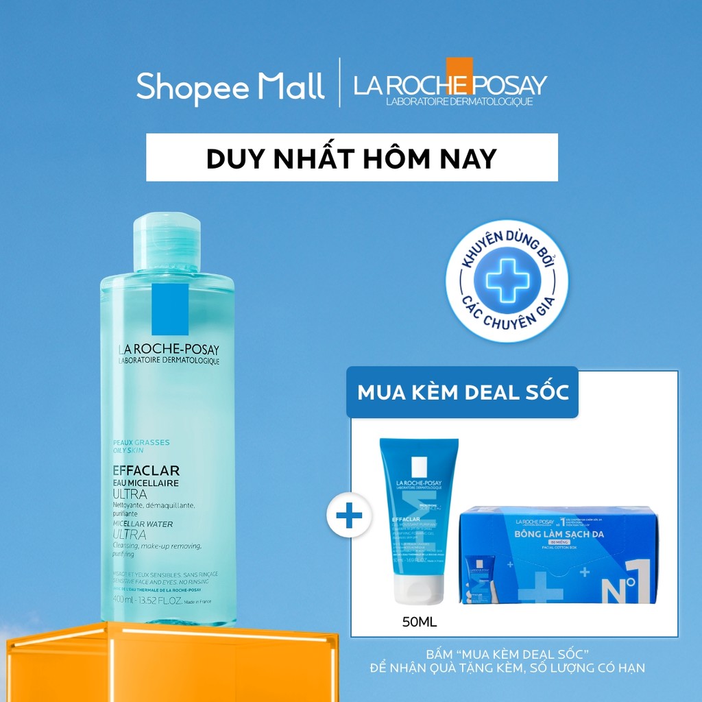 Nước tẩy trang làm sạch sâu da dầu nam & nữ La Roche-Posay Effaclar Micellar Water 400ml
