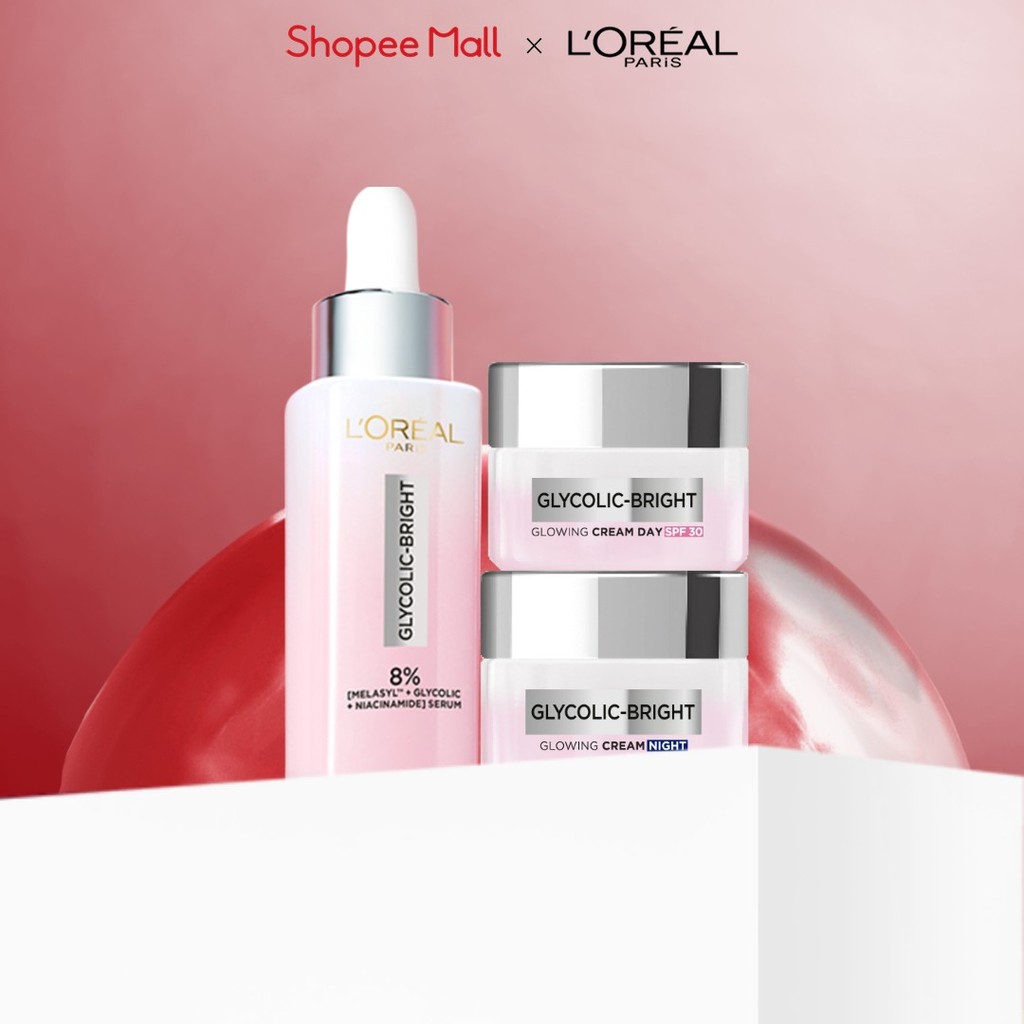 Bộ Serum Glycolic Melasyl 8% [Melasyl+Glycolic+Niacinamide] 30ml & Kem dưỡng ngày đêm mờ thâm nám L'Oreal Paris Glycolic