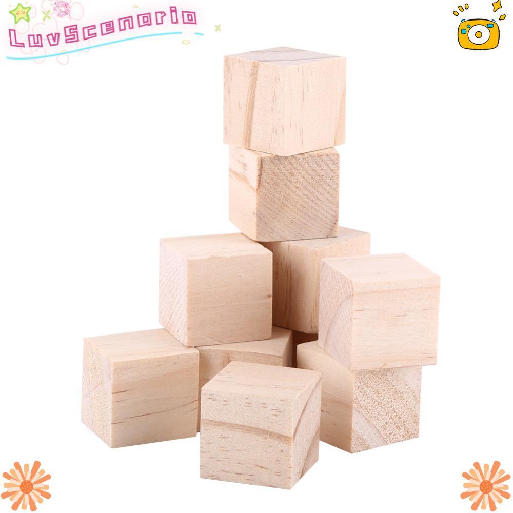 LUVU 30 Khối Vuông Gỗ, Khối Gỗ Vuông Trống, Gỗ Handmade DIY Chưa Hoàn Thành Khối Gỗ Vuông 1 Inch Đồ 