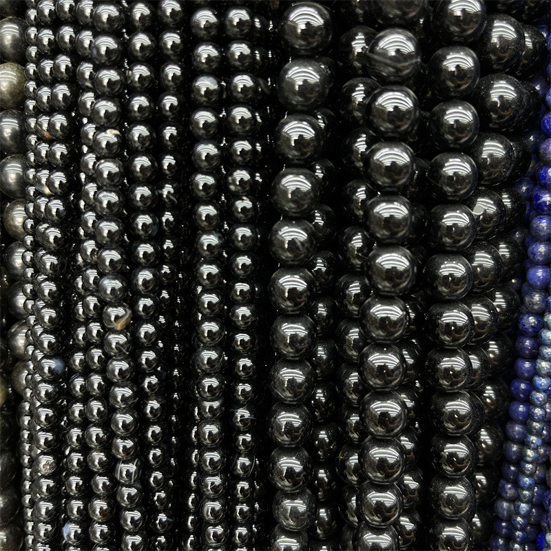 Black agate loose beads diy Jewelry accessory black agate round beads Semi-finished bracelet beading