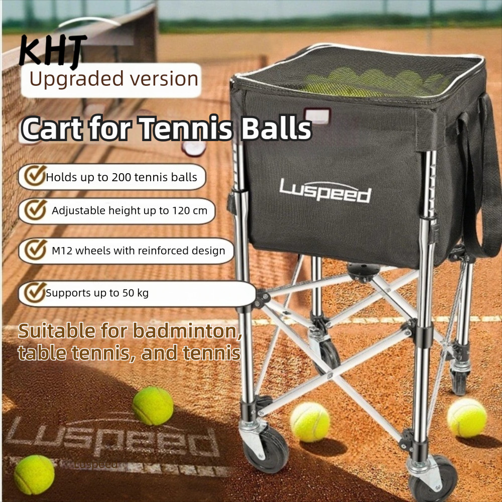 Xe đẩy bóng tennis Luspeed công suất lớn, khung thép không gỉ điều chỉnh chiều cao đa năng