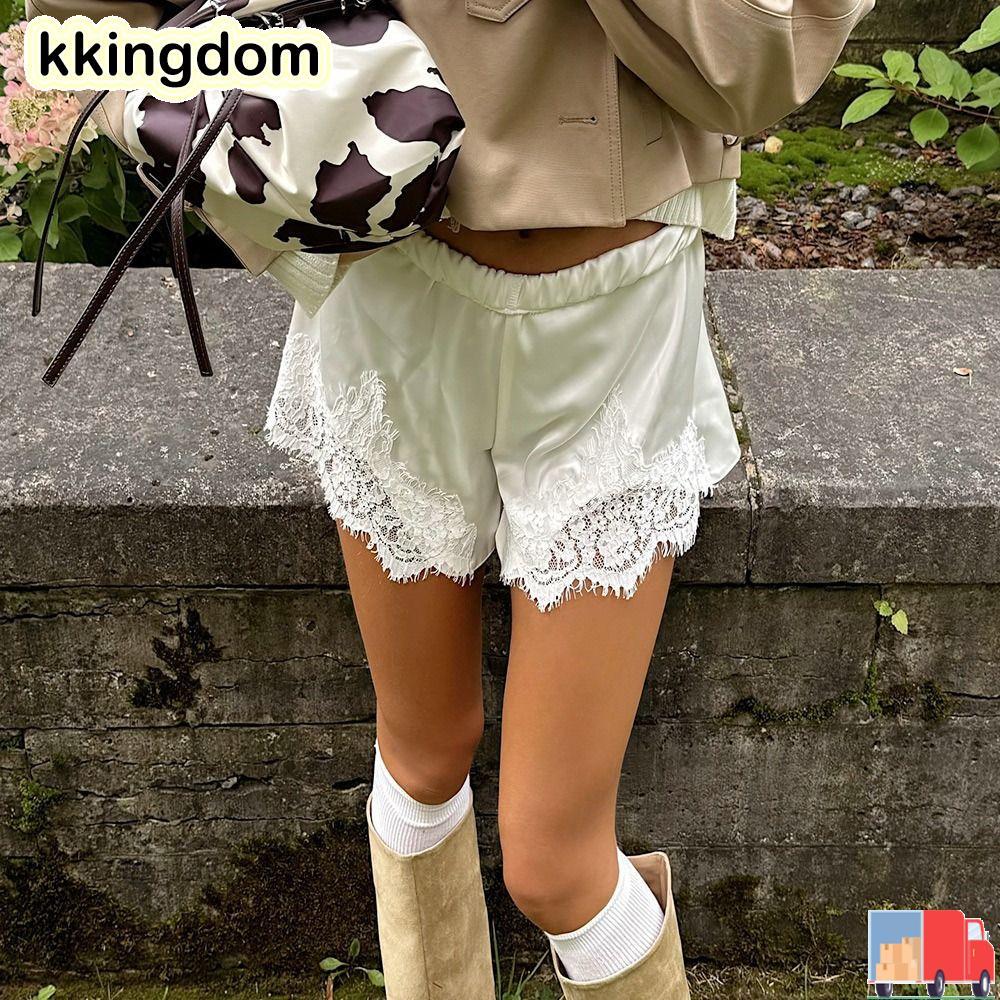 Quần ngủ ren lụa satin KKINGDOM style vintage Y2K