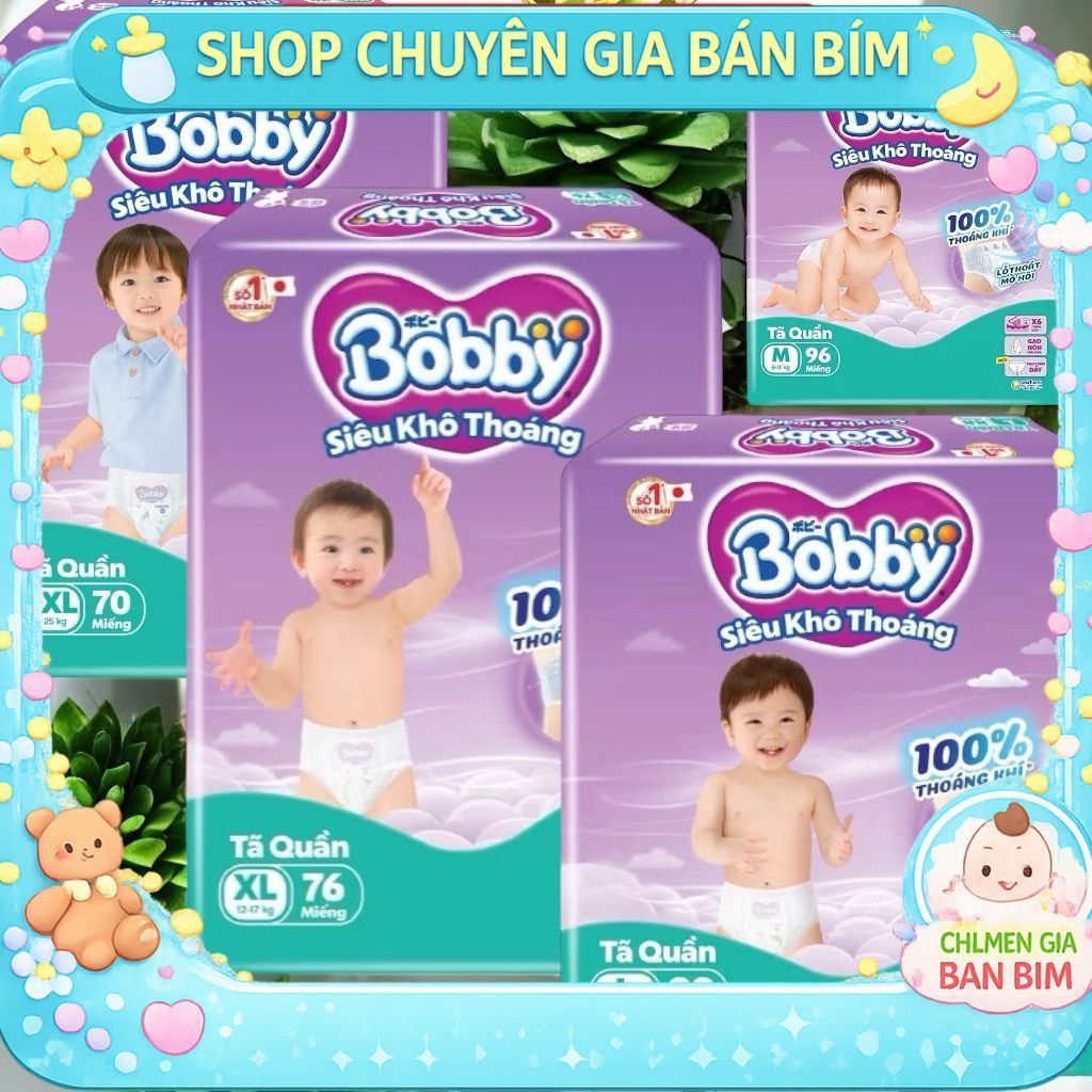 [TẶNG MIẾNG NGẪU NHIÊN] Tã quần Bobby Siêu Khô Thoáng -  Thoáng Khí Mega Jumbo  M112/L96/XL84/XXL76,