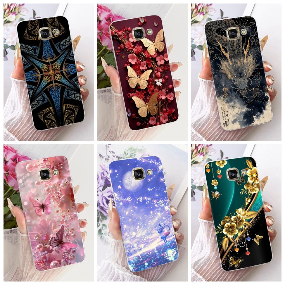 Ốp Lưng Trong Suốt Cho Samsung A5 2016 Mèo Dễ Thương Thời Trang Bướm Sơn Ngộ nghĩnh Vỏ Cho Samsung G