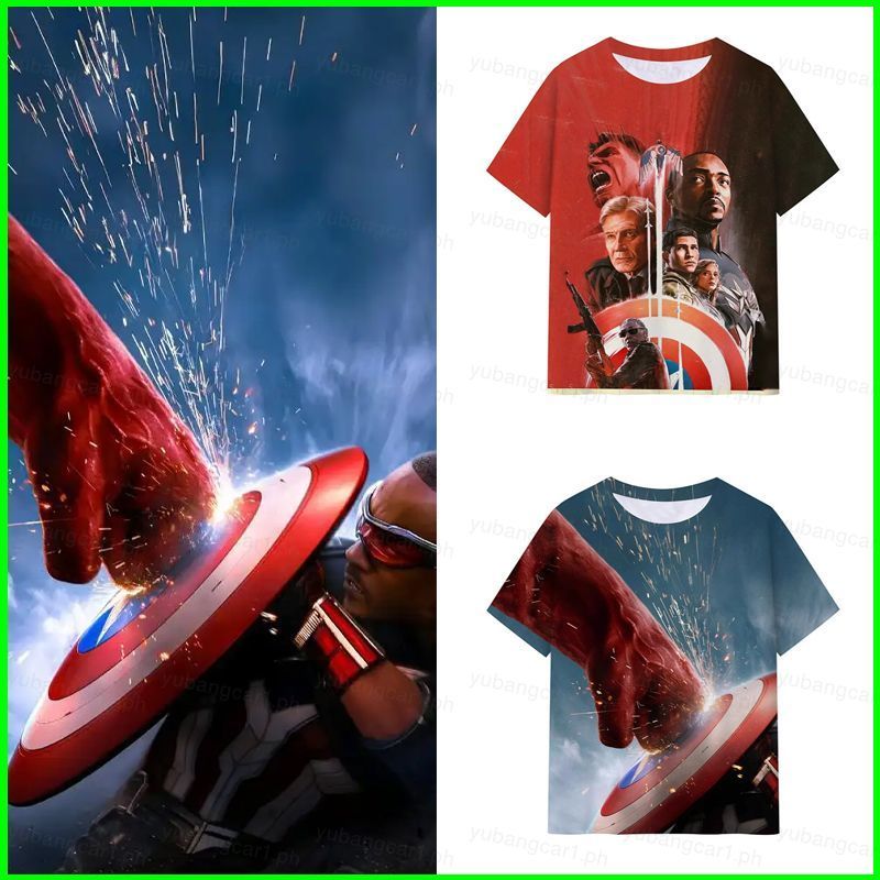 Áo thun ngắn tay Red Hulk Captain America, phù hợp mùa hè, full graphic