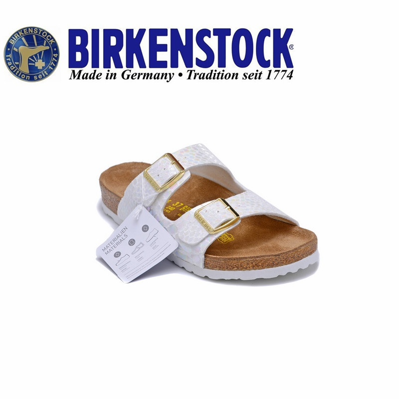 Birken / Xăng đan Cork Ready Stock Pure White Florida Pattern Nam Nữ Florida 34-46