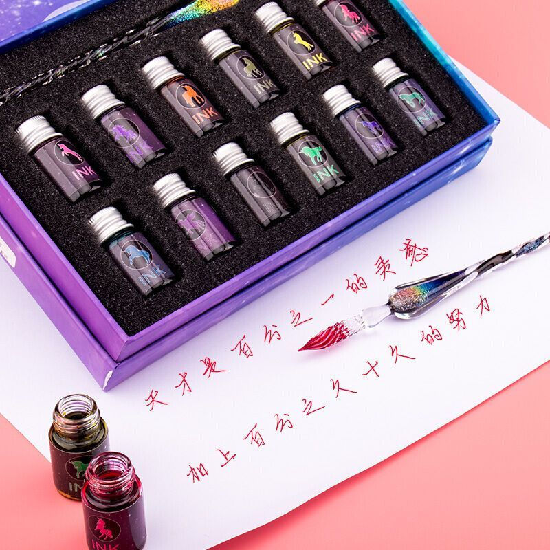 New Product#Starry Sky Glass Pen Dip Crystal Pen Beautiful Cherry Blossom Pen Ancient Style Flowing 