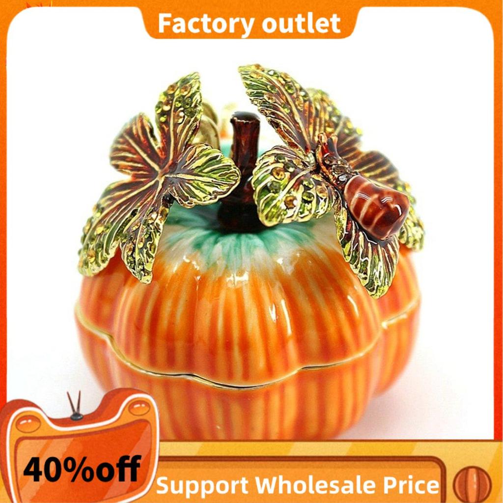 1 Chiếc Trang Sức Cưới Quà Tặng Thủ Công Bí Ngô Bejeweled Nhẫn Bông Tai Hộp Bảo Quản Hộp Trang Trí