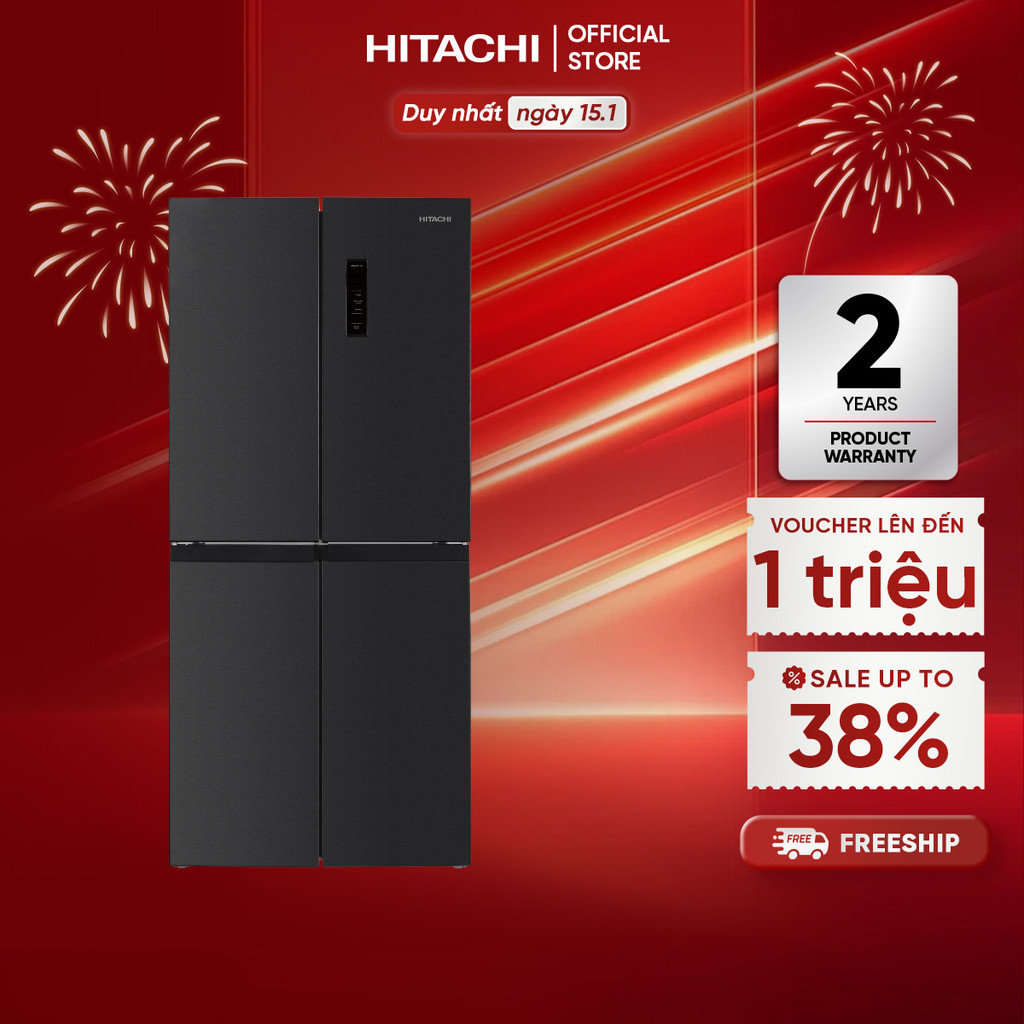 [MIỄN PHÍ GIAO HN HCM]Tủ Lạnh Hitachi Inverter 4 Cánh Ngăn Đông Dưới, model HR4N7522DSDXVN 466L - Bả