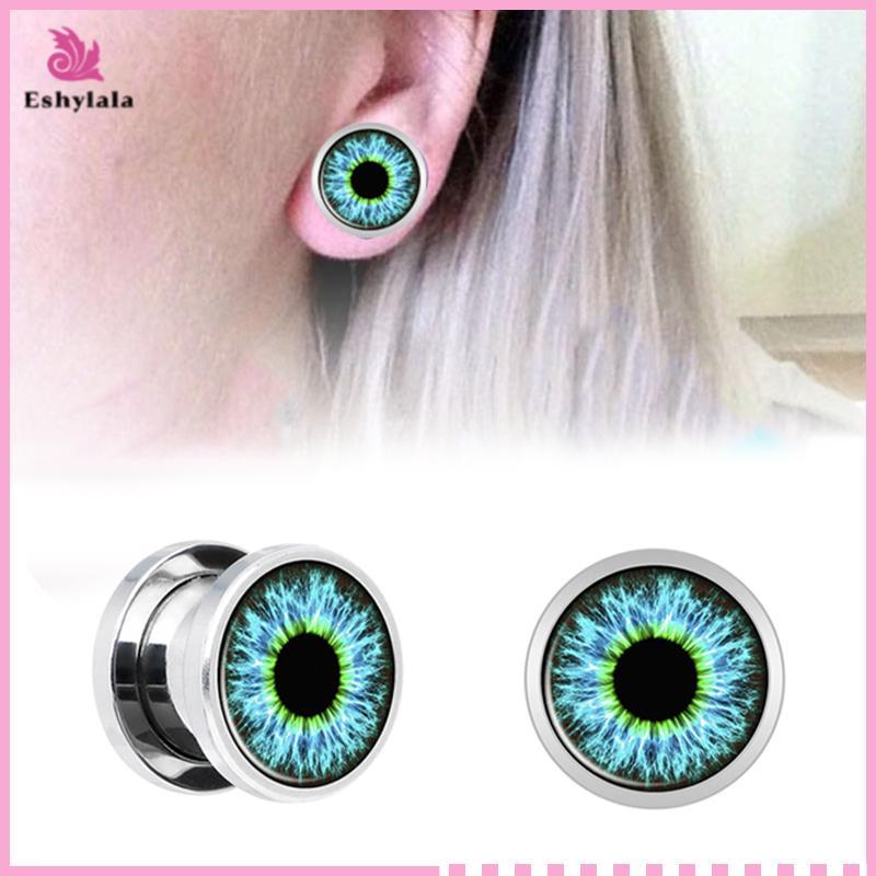 Thép không gỉ Blue Eyes Ear Plug Tunnel Earring Gauges Expanders Body Piercing [MỚI]
