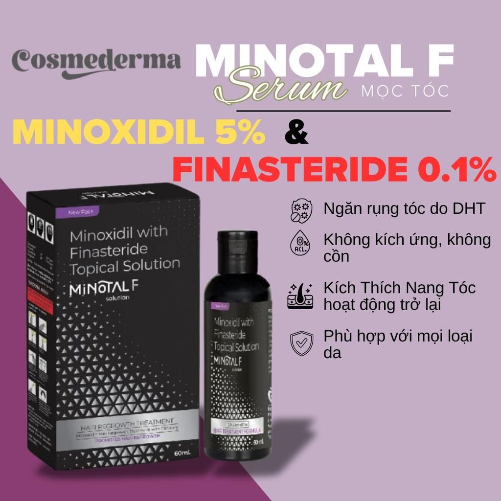 Dung dịch mọc tóc Minotal Minoxidil F5 % & Finasteride (Không Cồn) Dưỡng Tóc Serum Chăm Sóc Tóc Morr