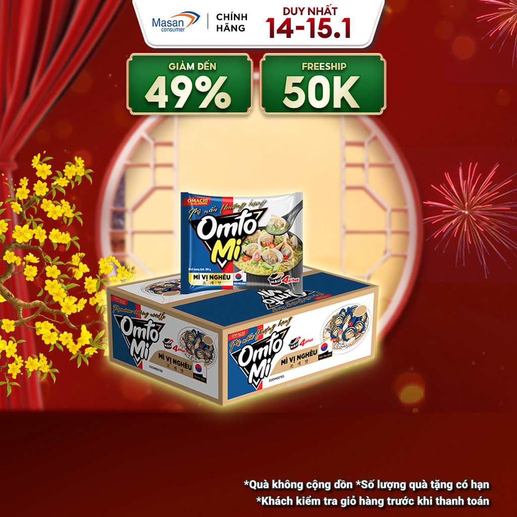 Mì Nấu OMTOMI vị nghêu 16gói x 109gr  (thùng)